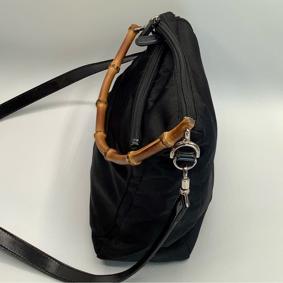 Gucci Bamboo Two-Way Handbag in Black Nylon - EUC - Picture 6 of 15